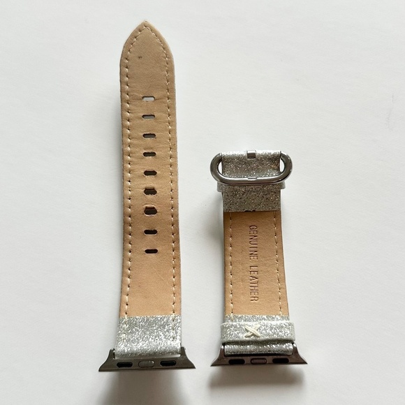Leather Silver Glitter Apple Watch Strap / Band - Picture 2 of 3
